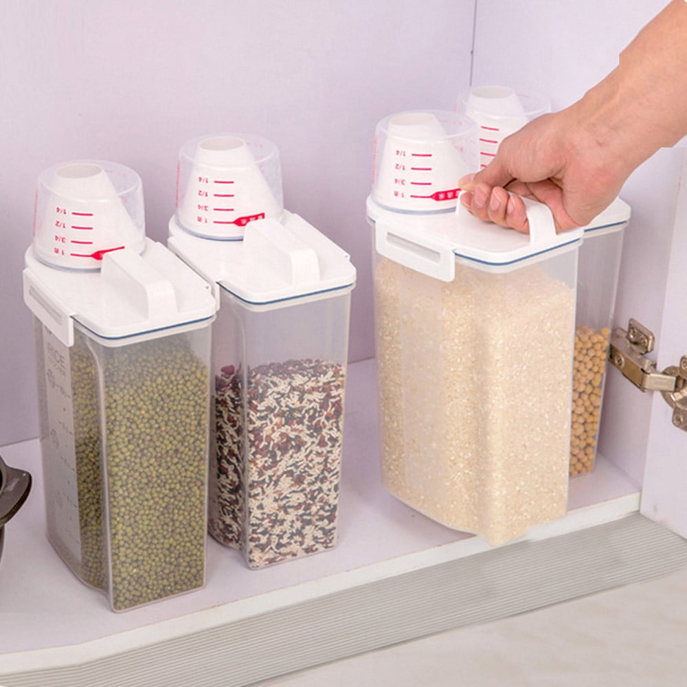 Clearance! Hilingoto Food Storage, Rice Container Box Storage 2L Cereal Food Dispenser Grain Nice Plastic Kitchen Kitchen，Dining and Bar