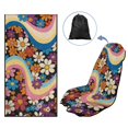 thumbnail image 5 of Bulopur Hippie Flower Car Seat Towel Cover After Gym Breathable Sweat Carseat Protector for Yoga Beach Hiking Easy to Install Athletic Running Towel Gift for Holiday, 5 of 7