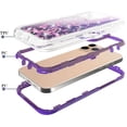 thumbnail image 2 of Case for iPhone 12 Pro,Military Grade 3 in 1 Hybrid Glitter Liquid Quicksand Moving Stars Sparkle Flowing Shockproof Protective Phone Case for iPhone 12 Pro,6.1 inch（Purple）, 2 of 10