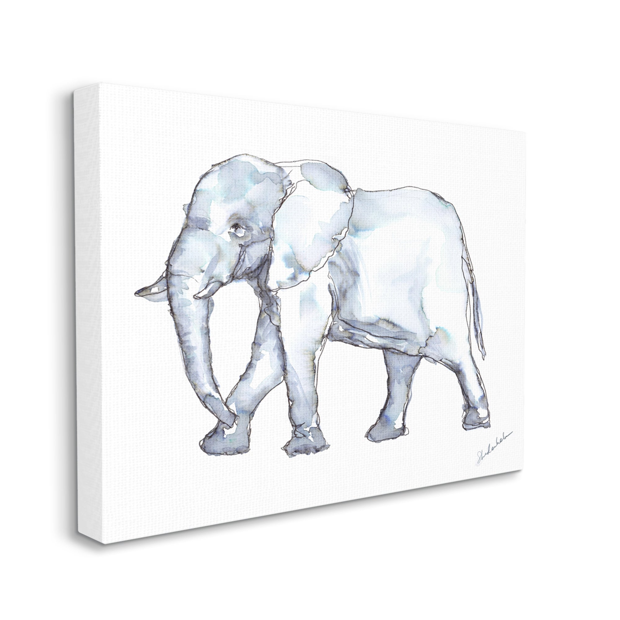 Stupell Industries Elephant Walking Casual Watercolor Sketch Style Painting Gallery Wrapped Canvas Print Wall Art, Design by Kendra Shedenhelm