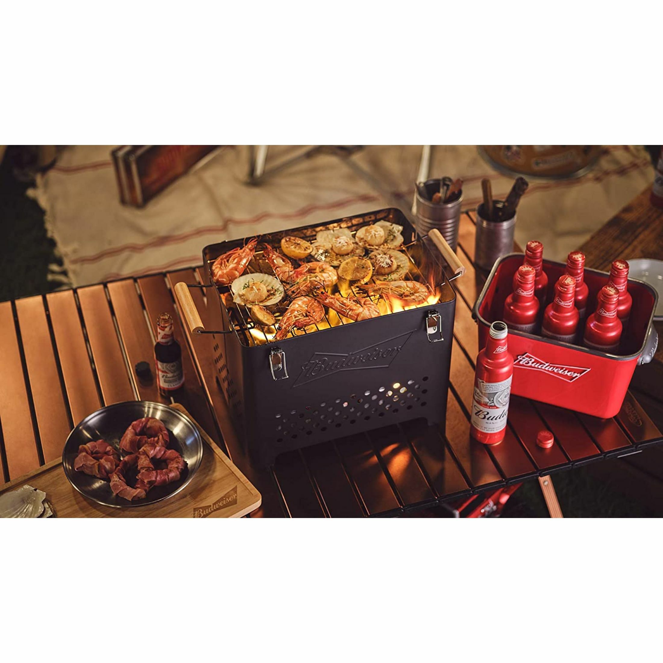 Budweiser Barbeque Charcoal Small Grill Set with Cutting Board - Black - image 2 of 3