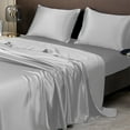 thumbnail image 5 of SPOORYYO Soft Solid Matte Satin Polyester Bed Sheet with Pillowcases - Full Size, 5 of 6