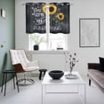 thumbnail image 5 of 2 Panels Kitchen Tier Curtains 39 Inch Length, Sunflowers Grommets Window Treatment Curtain, Classic Bee You Are My Sunshine Black Thermal Curtains Drapes for Living Room/Bathroom, 5 of 9