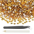thumbnail image 1 of 1-Conjunto de Strass de Resina con Respaldo Plano, Cristales de 3mm para Manualidades/Ropa/Decoración de Uñas, Paquete de 50000 con 1 Bolígrafo de Cera y 1 Pinza [Tono Dorado], 1 of 6