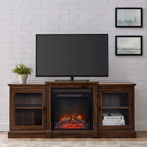 Dark Walnut Tiered Fireplace TV Stand For TVs up to 66" by Manor Park