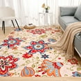 thumbnail image 3 of Lochas Soft Floral Print Boho Retro Rug Fluffy Carpet Vintage Area Rugs for Bedroom Indoor Living Room Home Decor, 4'X6', Light Camel, 3 of 7