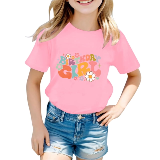 GDREDA T-Shirt à Manches Courtes Imprimé Graphique Décontracté pour Garçons, Col Rond Confortable, Rose, 0-1 An
