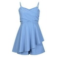 thumbnail image 4 of xiaxaixu Women´s Cami Dress Solid Color V-Neck Mini A-line Ruffle Hem Dress for Party, Beach, 4 of 6