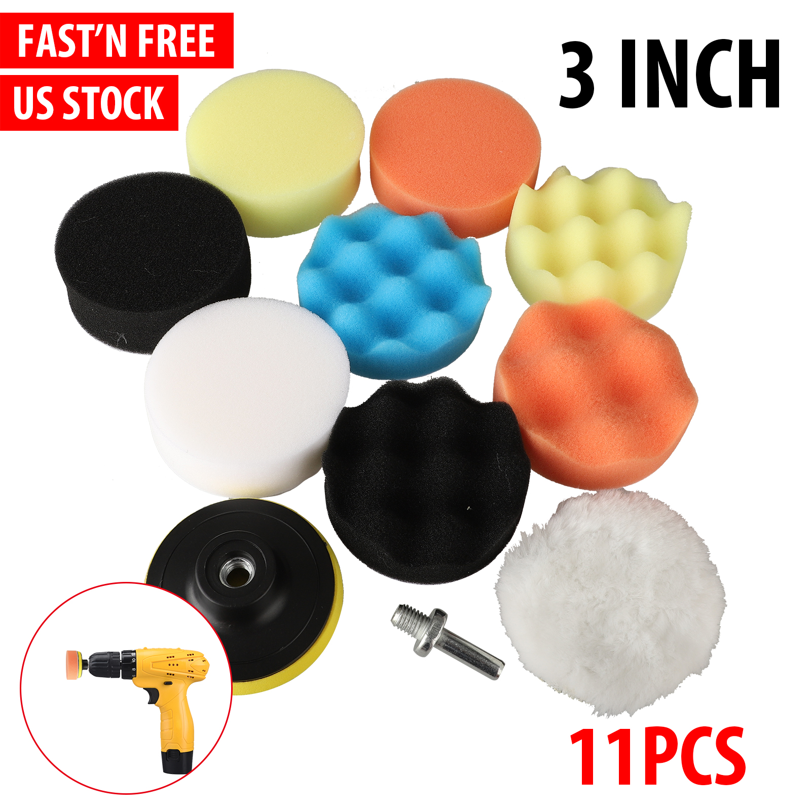 Car Buffing Pads Polishing Buffer for Drill Sponge Kit Set Waxing Foam Sealing