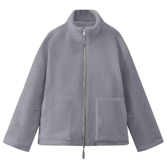 Busydd Girls Winter Coat 5-15 Years Warm Comfy Solid Color Stand Collar Boys Fleece Jacket Casual Long Sleeve Zipper Boys Clothes with Pockets 14-15 Years