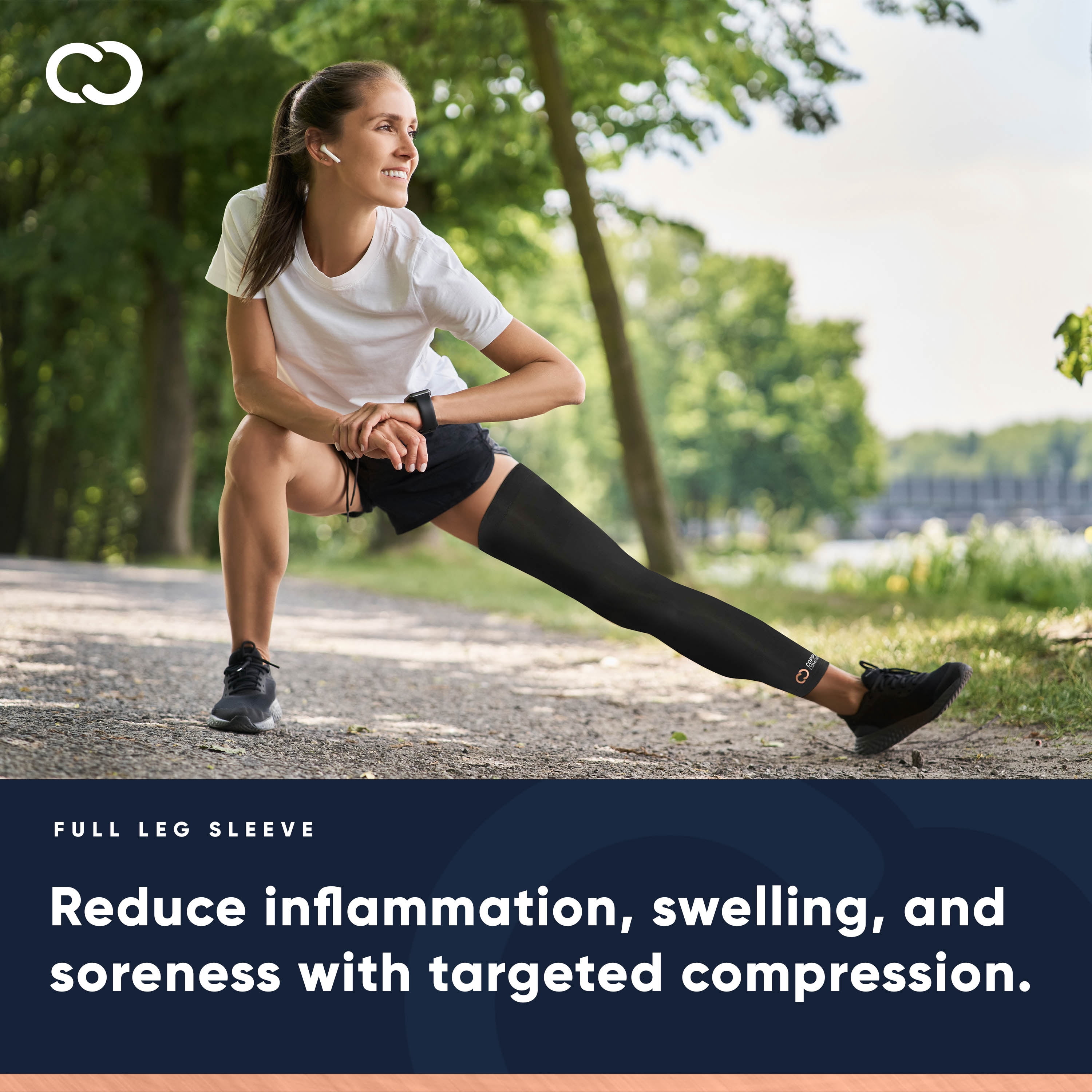 Copper Compression Leg Compression Sleeve - Copper Infused Knee Stabilizer Brace for Running, Meniscus Tear, ACL, MCL, Arthritis, Joint Pain Relief - Thigh & Calf Support for Men & Women - Black - S