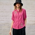 thumbnail image 5 of Shirts Tops for Women Solid Color V Neck Embroidered Casual Tank Top, 5 of 5