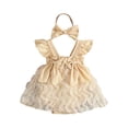 thumbnail image 3 of RMGVDSD Baby Girl Romper Tutu Dress Ruffle Sleeveless Backless Bowknot Bodysuits Cute Tulle Dress Headband Summer Outfit 3-6 Months, 3 of 8