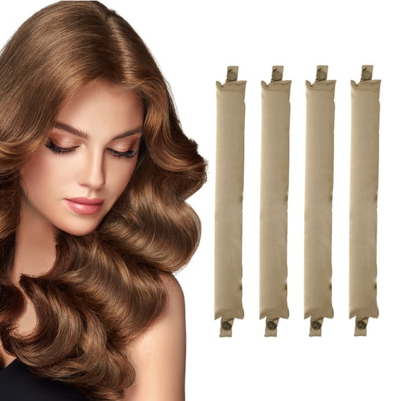 Unique Bargains Heatless Hair Curler Damage-Free Styling Solution Heatless Curls Overnight No Heat Hair Rollers for Effortless Waves Khaki 4Pcs