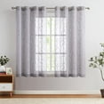 thumbnail image 2 of Curtainking Sheer Curtains Floral Embroidery Drapes 63 inch Voile Light Filtering Window Curtain Set for Living Room Bedroom Grommet 2 Panels Grey, 2 of 7