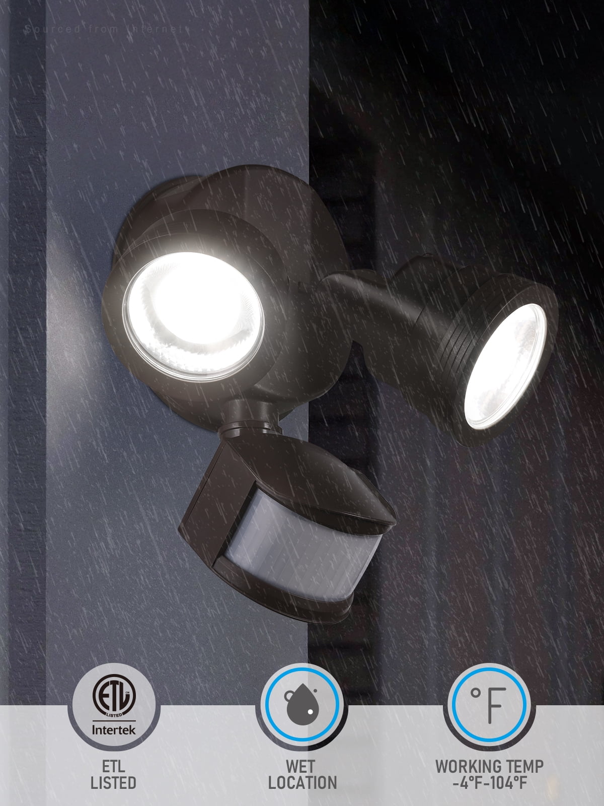2 pack 25W LED Security Light with Motion Sensor, Dusk to Dawn Flood Wall Light, 30°-80° Beam Angle Adjustable, 5000K Daylight, ETL Listed, Bronze