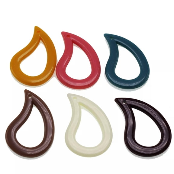 U8MO 30 Mixed Color Opaque Resin Hollow Teardrop Beads Pendants 30mm For Earring Drop