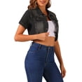 thumbnail image 5 of INSPIRE CHIC Casual Denim Jacket for Women's Summer Short Sleeves Crop Jean Jackets, 5 of 7
