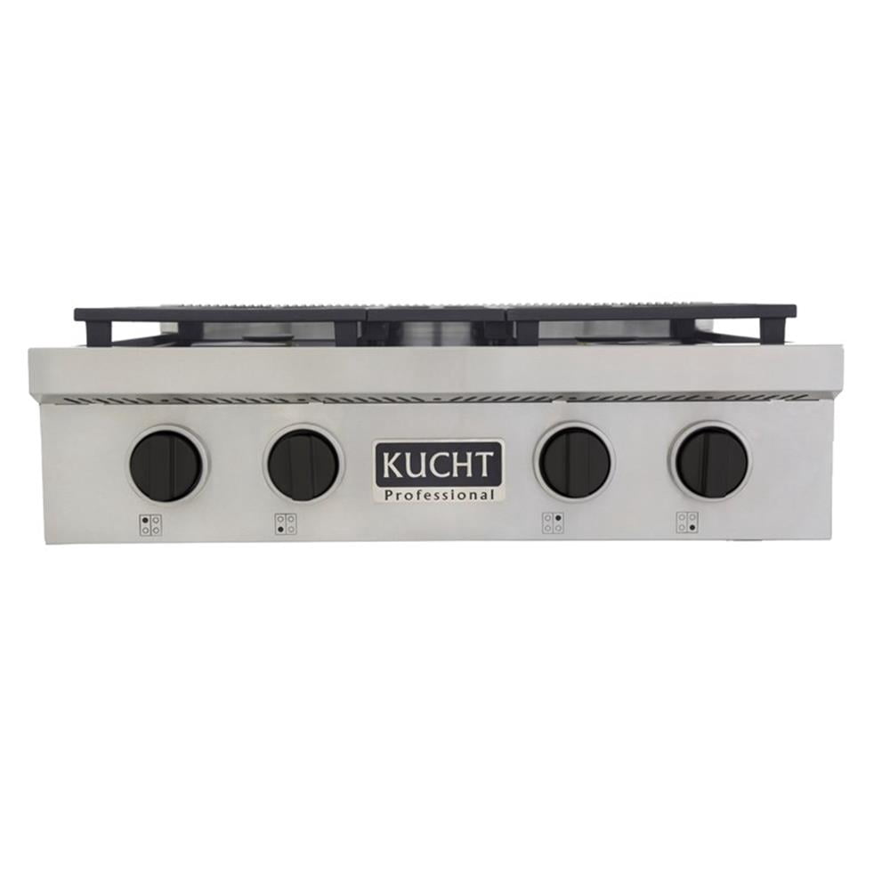 Pemberly Row 30" Propane Gas Range Top in Steel with Tuxedo Black Knobs