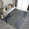 3D Simple Gray Marble Area Rugs, Golden Yellow Spiral Curved Lines ...