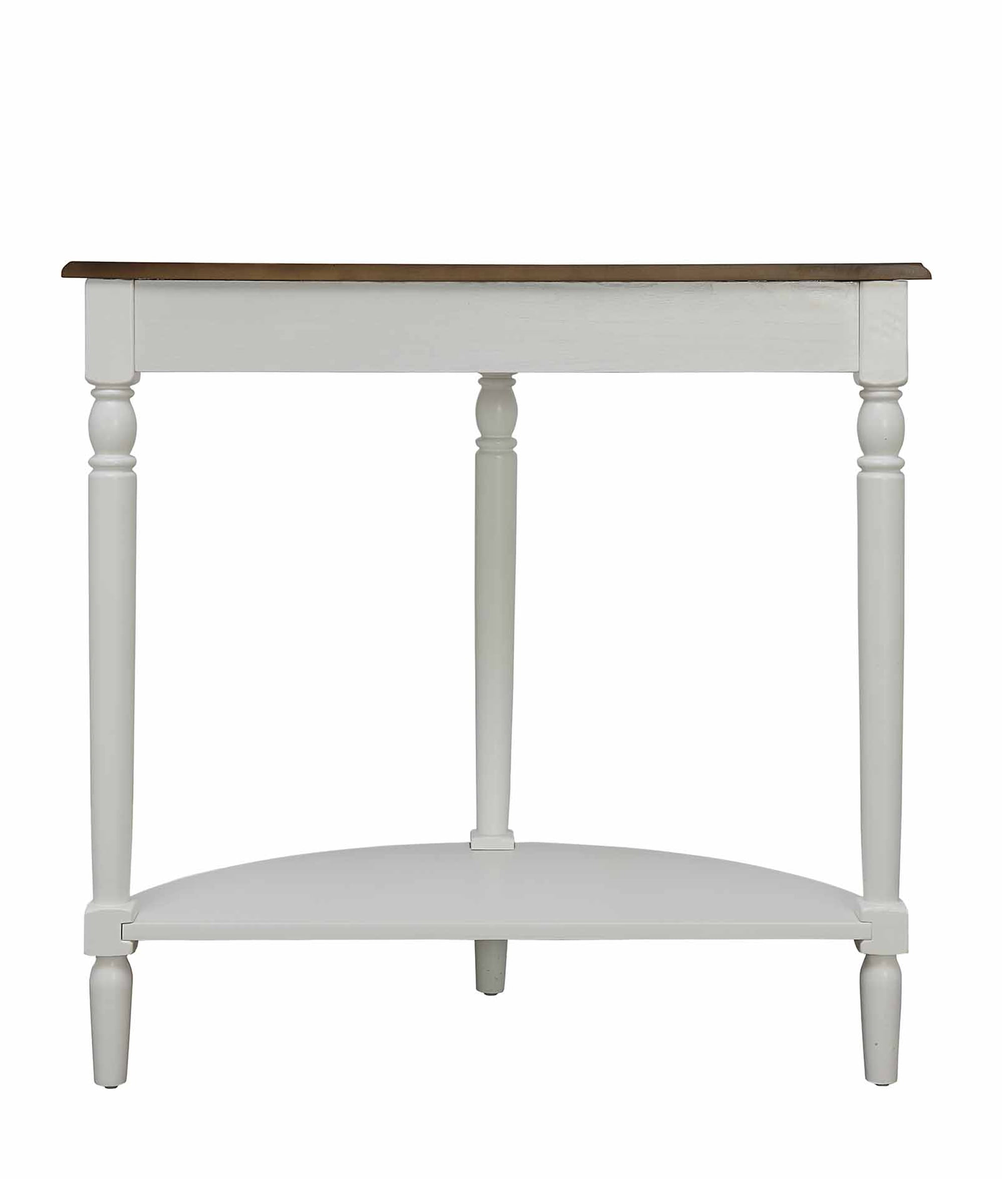 Convenience Concepts French Country Half-Round Entryway Table with Shelf, Driftwood/White