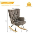 thumbnail image 4 of Rocking Chair Nursery,Upholstered Glider Rocker with High Backrest and Soild Legs,Accent Chair with 2 Side Pockets for Living Room Nursery Bedroom, Dark Grey, 4 of 9