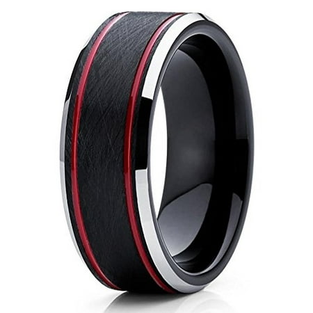 Artcarved Carbide Ring (8mm Tungsten Wedding Band Red & Black Tungsten Ring Tungsten Carbide Ring Brushed Olivit Comfort Fit Men &)