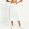 thumbnail image 5 of Olyvenn Women's Front Split Skirt Pants, High Elastic Waist, Loose Thin Fabric Summer Pants with Pockets White XL, 5 of 9