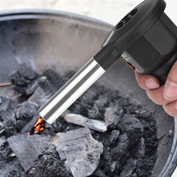 ABCISI Blower Gun For Fireplace Bellows To Start Woodstove, Battery Power Mode Black Pp Aluminum Alloy Portable Powered Bbq Fan Air Outdoor Camping Picnic Charcoal Grill Barbecue
