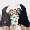 thumbnail image 5 of White Green Dinosaurs Speech Bubbles Pattern Blanket Hoodies for Kids 6-13YR Oversize Wearable Blanket Hoodies for Boys Girls Teens, 5 of 7