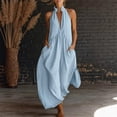 thumbnail image 2 of Chuancc Women's Overalls Jumpsuit Summer 2026 Casual Work Sleeveless Loose Wide Leg Jumpsuits Romper Blue L, 2 of 5