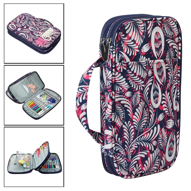 Bolsa de Almacenamiento organizadora de viaje Macarena Hojas moradas Estuche de gancho de ganchillo