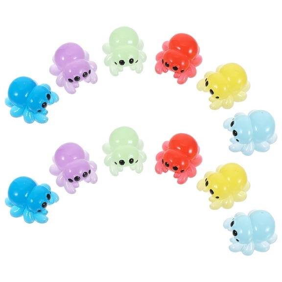 Hemoton 12pcs Diy Mini Resin Spider Figures Glow In The Dark Tiny Figurines Micro Landscape Accessories For Home Garden Halloween Decorations