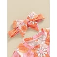 thumbnail image 5 of Nygoyerh Toddler Baby Girls Summer 3Pcs Outfits Floral Print Short Sleeve T-shirt + Elastic Waist Shorts + Headband 0-3T Infant Cute Short Pants Sets for Casual Daily, 5 of 8