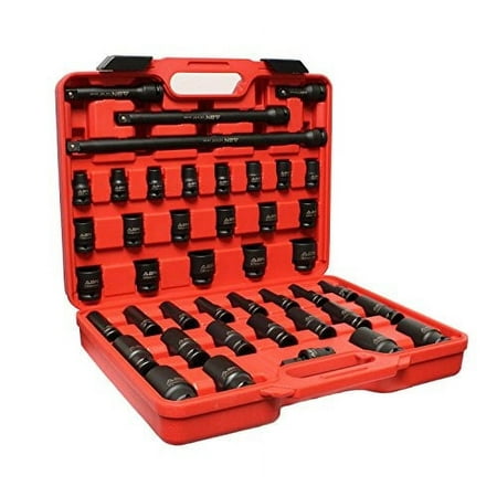 

ABN 1/2 Inch Drive Metric Master Deep & Shallow Impact Socket 43-Piece Set 9mm to 30mm with Extensions & Swivel Joint