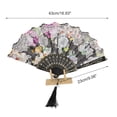 thumbnail image 2 of Unique Bargains Rose Print With Tassel Folding Fan 1 Pc For Events Decorations Black, 2 of 5