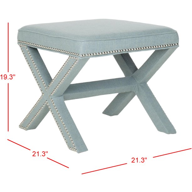 SAFAVIEH Palmer Ottoman Silver Nail Head Sky Blue - Walmart