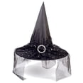 thumbnail image 1 of ITFABS Halloween Witch Hat with Mesh Stitching, Sequin Props Decoration, 1 of 9