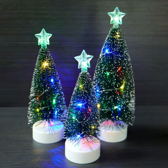 Iumwxz Christmas Lights Christmas Decorations Set of 3 Mini LED Christmas Trees with Multicolor Lights Party Decor Ornaments for Tabletop Winter Village Displays and Holiday Gift Giving