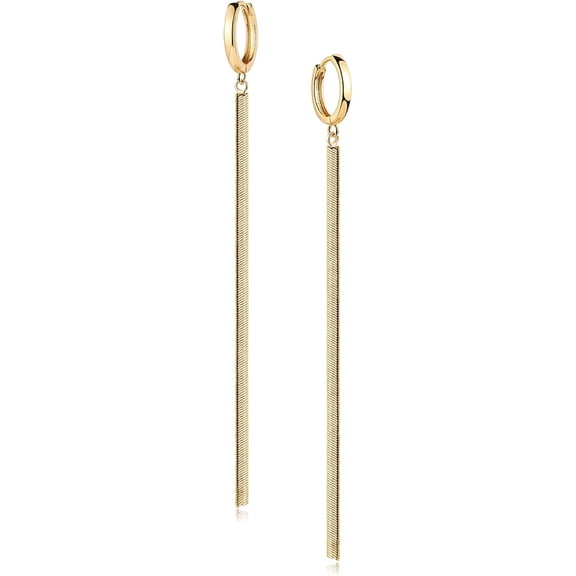 Terandius Gold Snake Chain Dangle Hoop Earrings 14K Gold Plated Long Drop Earrings for Women Minimalist Gift Daily Wear Boho Trendy