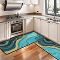 thumbnail image 3 of Kitchen Rugs Sets Of 2,Blue Gold Wave Marble Pattern Anti Fatigue Kitchen Mat Rugs Non Slip Washable,Decorative Kitchen Floor Mats for Kitchen,Sink,Laundry,17"x47"+17"x47", 3 of 5
