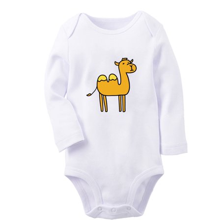 

iDzn® Little Baby Cute Rompers Newborn Baby Unisex Bodysuits Infant Animal Camel Graphic Jumpsuits Toddler Kids Long Sleeve Oufits (White 0-6 Months)