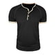 thumbnail image 2 of Tops para hombre, blusas y camisas de manga corta con cuello redondo para hombre, blusa informal de moda con botones y parches lisos, blusa de manga corta para hombre, blusa de poliéster para hombre, 2 of 7