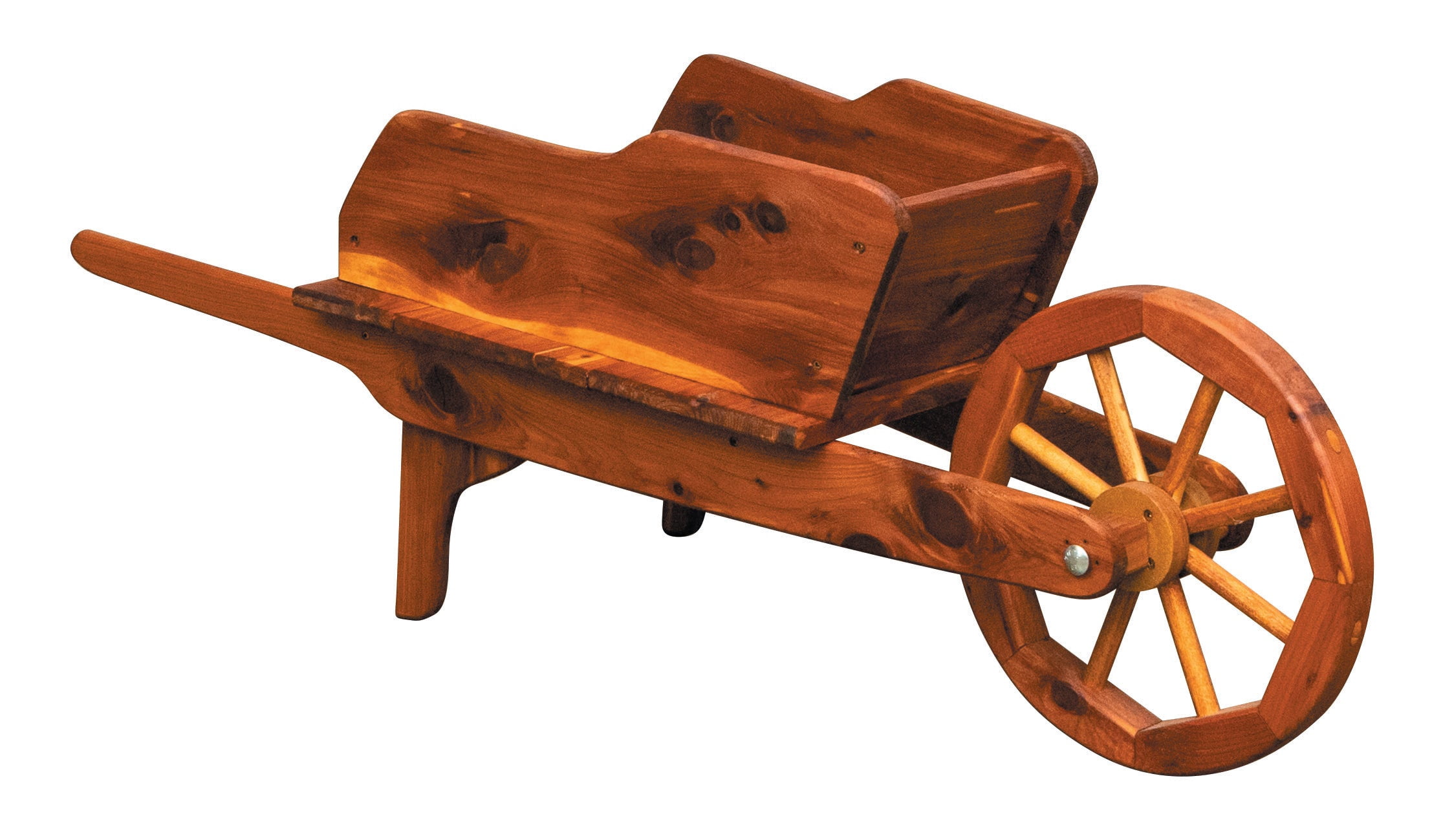 Rustic Cedar Decorative Wheelbarrow Planter – Amish Handcrafted Wooden Garden Wheelbarrow for Flowers