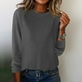 thumbnail image 3 of Women's Fashion Casual Solid Color Round Neck Split Hem Raglan Sleeve Long Sleeve Sweater, Comfortable and Chic, Great for Everyday Wear and Seasonal Activities,Gray,XL, 3 of 5