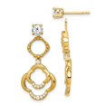 thumbnail image 3 of Sterling Silver Gold-tone 4mm Round Cubic Zirconia with Chandelier Earrings Jackets, 3 of 3