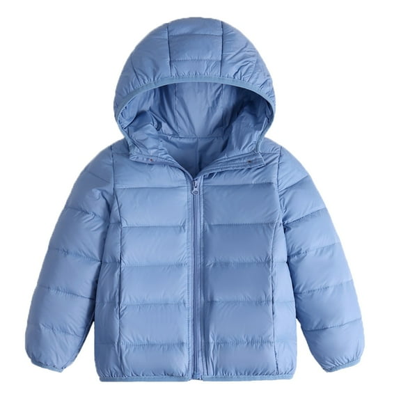 Kedxroy Girls Boys Winter Coats Lightweight Water-Resistant Windproof Packable Hooded Puffer Padding Jacket(Sky Blue,8-9 Years)