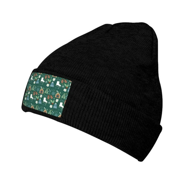 ZICANCN Mignon Bonnet en Tricot avec Sapins de Noël, Tuque d'Hiver Douce et Chaude Classique pour Hommes Femmes, Noir