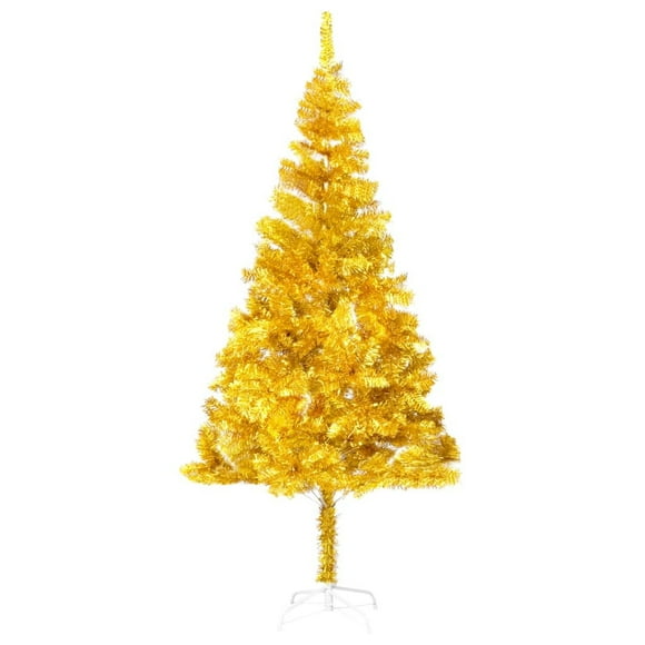 Artificial Christmas Tree with Stand Gold 6 ft PET