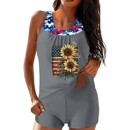 Valueadd Tankini Swimsuits for Women Bathing Suits Tankini Swimwear Two Piece Graphic Swim Tank Top With Boyshorts Swimwear